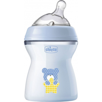 Бутылочка пластиковая CHICCO NATURAL FEELING 250 мл, 2м+ голубая Бутылочка пластиковая CHICCO NATURAL FEELING 250 мл, 2м+ голубая