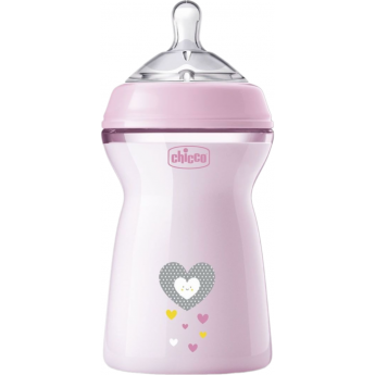 Бутылочка пластиковая CHICCO NATURAL FEELING 330 мл, 6м+ розовая Бутылочка пластиковая CHICCO NATURAL FEELING 330 мл, 6м+ розовая