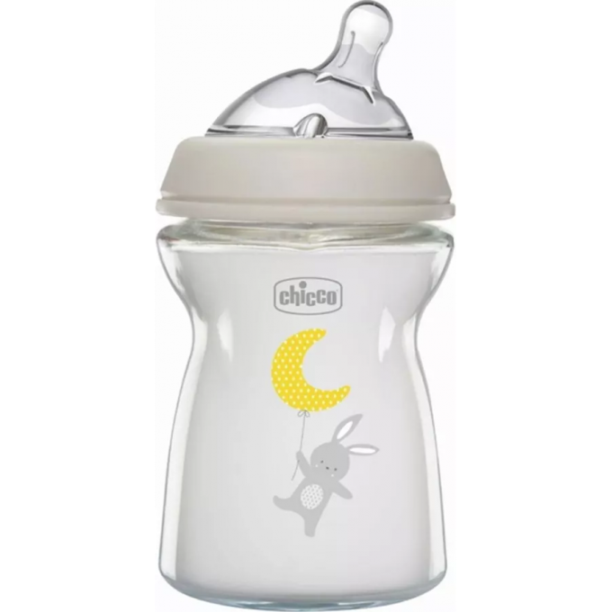 Бутылочка стеклянная CHICCO NATURAL FEELING 250 мл, 0м+ нейтральный 00081221300000