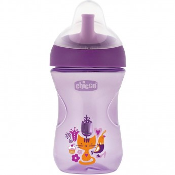 Чашка-поильник CHICCO ADVANCED CUP (с трубочкой), 12м+, 266 мл, сиреневый/лисичка