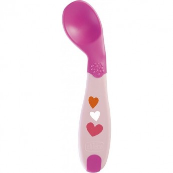 Ложка CHICCO BABYS FIRST SPOON, 8+, цвет розовый, рисунок сердечки