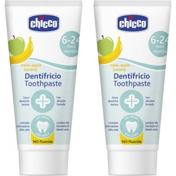 Набор детских зубных паст CHICCO, яблоко/банан (2 шт)