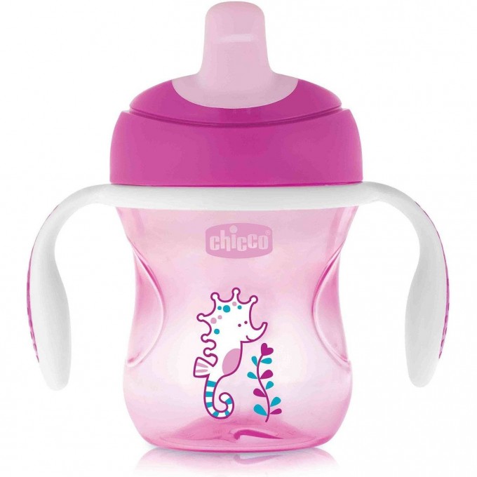 Поильник CHICCO TRAINING CUP (полужесткий носик), 6м+, 200 мл, розовый 340624126