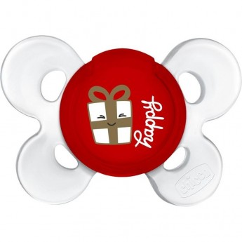 Пустышка силиконовая CHICCO PHYSIO COMFORT "CHRISTMAS" красный