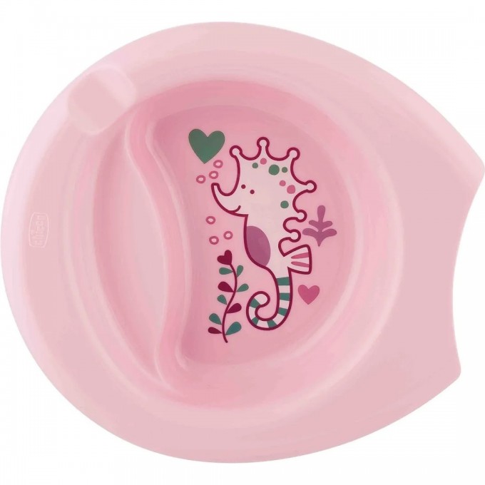 Тарелка CHICCO EASY FEEDING BOWL 6м+ розовая 00016001100000