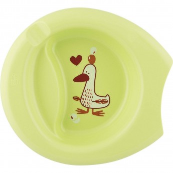 Тарелка с разделителем CHICCO EASY FEEDING, 6м+, зеленая